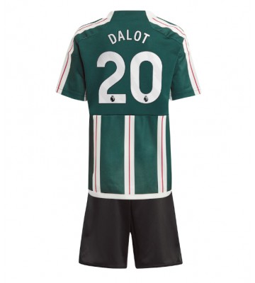 Manchester United Diogo Dalot #20 Borta Kläder Barn 2023-24 Kortärmad (+ Korta byxor)
